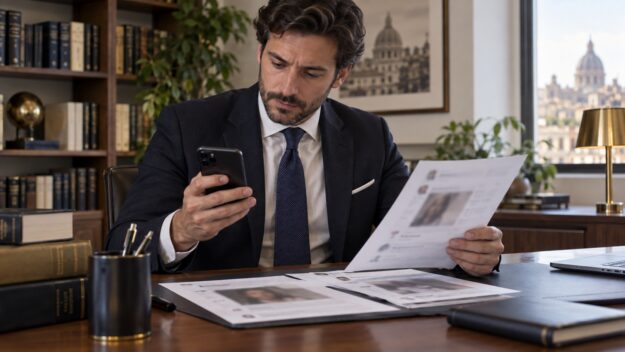 Avvocato valuta un contenuto pubblicato sui social per possibili profili di diffamazione