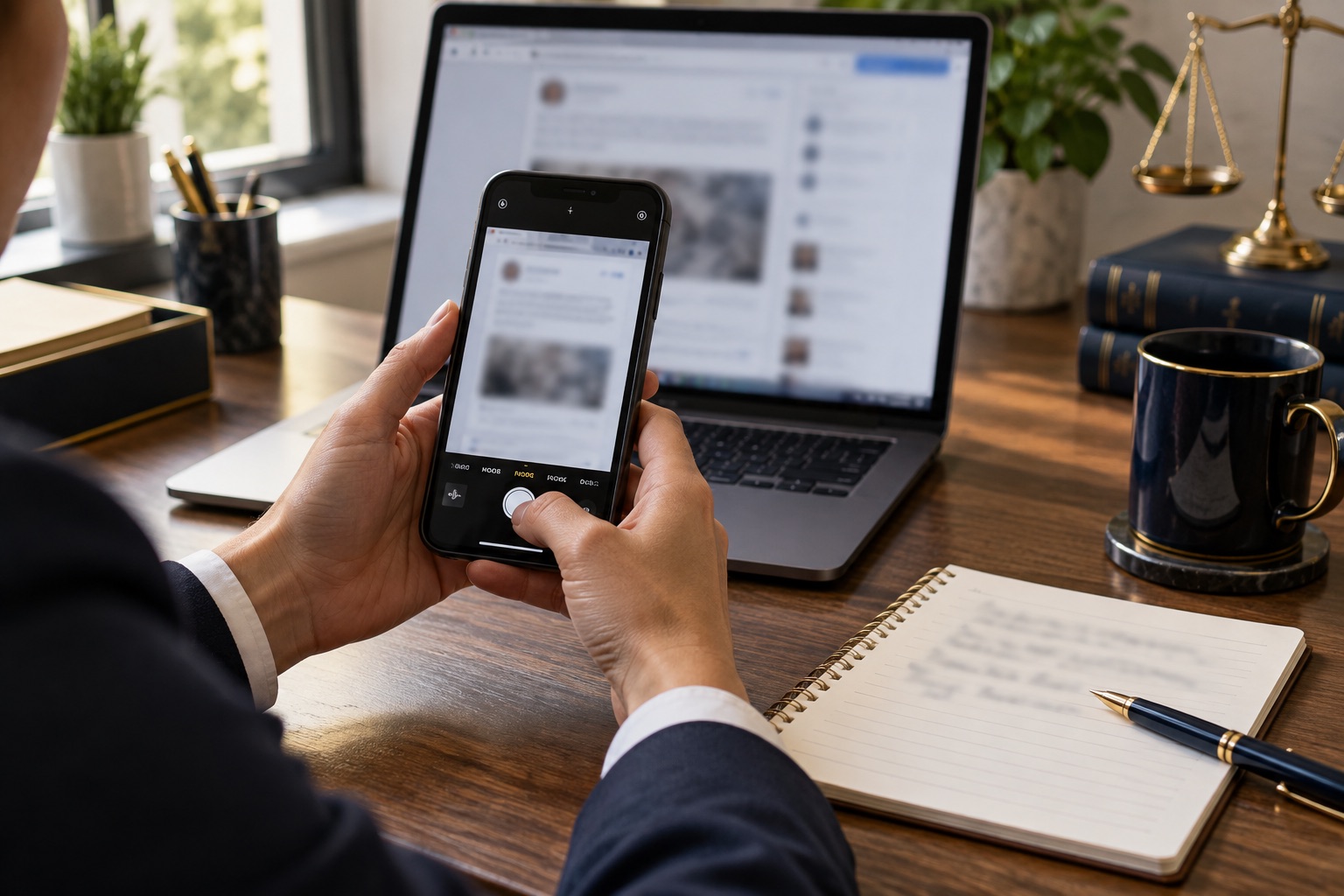 Smartphone usato per documentare un post social e conservarne le prove