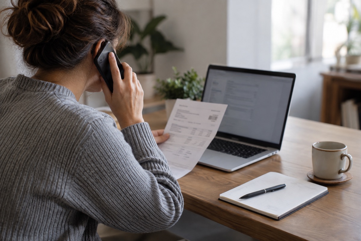 Persona che contatta la banca dopo un pagamento collegato a una truffa online