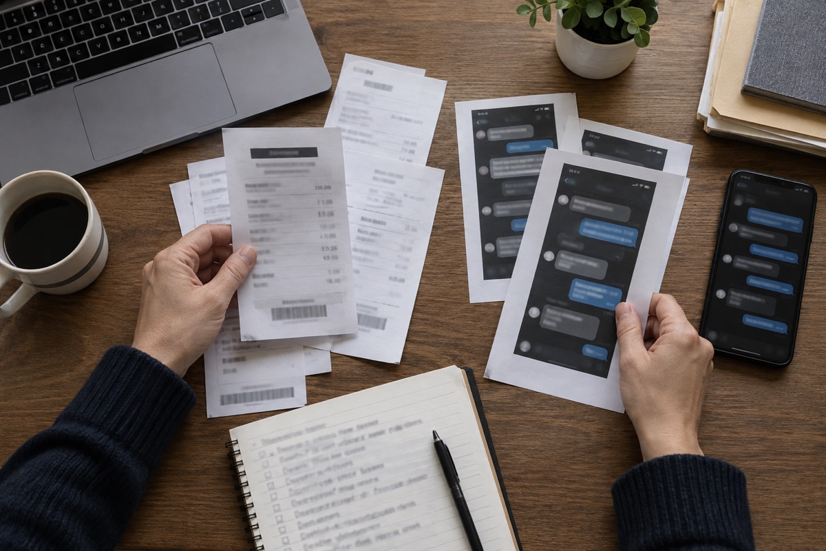 Ricevute e conversazioni raccolte per documentare una truffa online